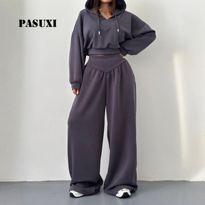 PASUXI Set <span class=keywords><strong>Sportivo</strong></span> da Donna 2 Pezzi, Felpa con Cappuccio a V Traspirante ed Ecologica, Pantaloni Jogger, <span class=keywords><strong>Abbigliamento</strong></span> Casual da Palestra - Product Image 1