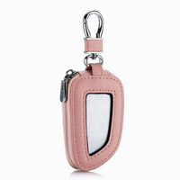 En gros : Étui de protection pour clé de voiture en cuir PU, avec fenêtre transparente incurvée et fermeture éclair, pour télécommande automobile, et porte-clés en gros