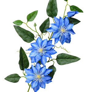 Fleurs artificielles en soie Clematis, grandes fleurs violettes pour la décoration de la maison, accessoires de mariage - Product Image 5