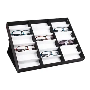 Luxus Leder optische Brillen Display Tablett Brillen Sonnenbrillen Organizer Aufbewahrung sbox Brillen Vitrine