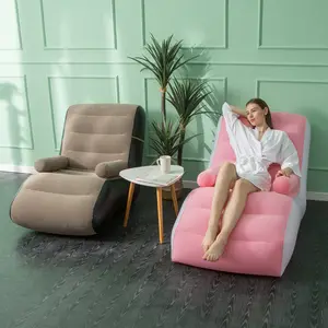 Einfache Einzelperson Freizeit tragbare Indoor Inflation Luft Camping Bett Sofa rosa PVC aufblasbares Sofa faul Sofa faltbar
