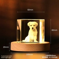 Lampe de nuit LED en cristal K9 gravé au laser 3D personnalisée, cadeau créatif, décoration de la maison, lampe de nuit alimentée par USB, OEM/ODM