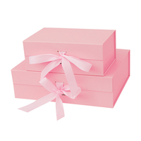 Luxuriöse Geschenkbox aus Karton mit individuellem Logo, kleiner faltbarer Magnetverschluss, Schleifenklappe, individueller Prägung und recycelten Materialien