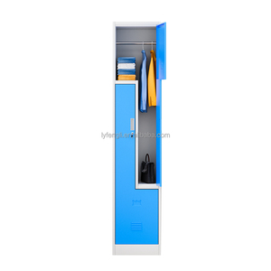 Casier mural en acier à 2 portes en forme de Z avec serrure à clé, écologique et durable, casiers de gym en forme de L, structure métallique démontable - Product Image 1