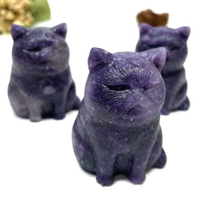 Wholesale Natural Crystal Labradorite Obsidian <strong>Figurine</strong> Engraved Fat <strong>Cat</strong> for Gift Fashion Trend - Product Image 2