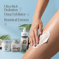 Crème corporelle hydratante WNU OEM à l'huile de coco et à l'huile essentielle de Centella, blanchissante, non irritante, parfum longue durée, lotion exfoliante