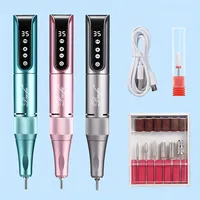 Duofu DF108 35000RPM Stylo perceuse à ongles sans fil en acier inoxydable, rechargeable par USB, lime à ongles double embout, outil de polissage pour salon, portable