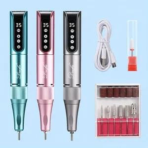 35000RPM Wireless Stainless Steel Nail <b>Drill</b> Pen USB Rechargeable Dual-End Nail File Polishing Salon Tool Portable Manicure - Product Image 1