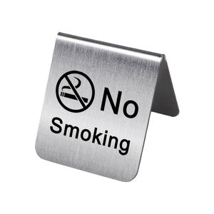 Letrero de acero inoxidable con texto personalizado, marcador de escritorio de metal cepillado para no fumar reservado o número de mesa <span class=keywords><strong>en</strong></span> cafetería, hotel, restaurante - Product Image 3
