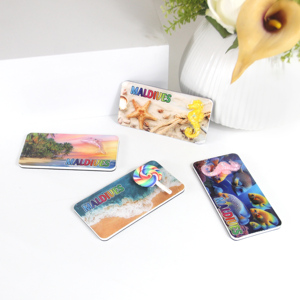 Aimant de réfrigérateur en verre coloré personnalisé avec forme personnalisée, design de plage <span class=keywords><strong>des</strong></span> Maldives, cadeau tropical personnalisé - Product Image 2