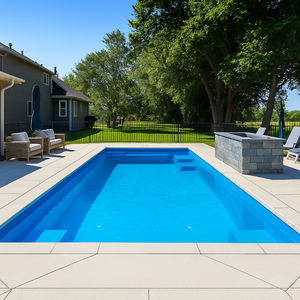 Kit de Piscina prefabricada para la familia de Hotel & Resort con azulejos de fibra de vidrio enterrados y Cascada-para uso doméstico - Product Image 1