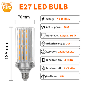 Shunfa thương hiệu 36 Wát SMD <span class=keywords><strong>LED</strong></span> Ngô bóng đèn E27 cơ sở 4800LM 2700-6500K AC85-265V điện áp rộng khu dân cư siêu thị kho - Product Image 4