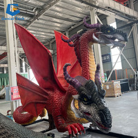 Statue de dragon occidental à trois têtes animatronique grandeur nature AD-06, dragon animatronique à vendre