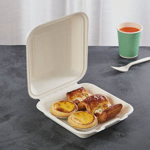 Caja de Comida Desechable Compostable de Bagazo de Caña de Azúcar de 9x6 Pulgadas con Tapa con Bisagras Segura - Product Image 2