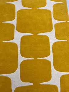 Tapis d'intérieur moderne en laine 100% faite à la main, couleur jaune et blanc, tapis minimaliste pour salon, bureau - Product Image 3
