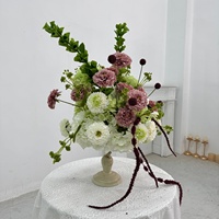 Bouquet de fleurs artificielles roses et vertes B135, centre de table floral pour mariage, décoration de table d'allée, chemin de table, événement