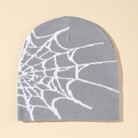 Fabricants de tricot acrylique toile d'araignée Skully bonnets d'hiver unisexes avec logo personnalisé