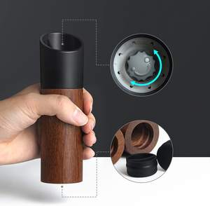 Ensemble moulin à poivre et à sel en bois et caoutchouc, réglage de la grosseur, moulin à poivre rechargeable de qualité supérieure, céramique <span class=keywords><strong>pour</strong></span> restaurant, barbecue - Product Image 2