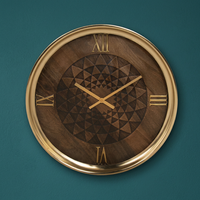 Jam Dinding Logam Nautikal AK Brass dengan Gaya Antik Warna Coklat & Emas, Tampilan Jarum, Mesin Quartz untuk Ruang Tamu