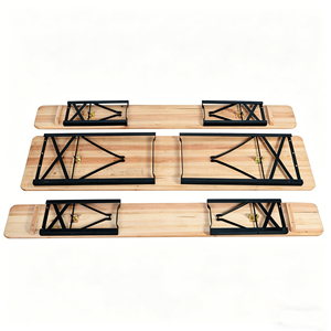 Ensemble de table pliante en bois, table et bancs portables pour le camping, table de jardin, plateau en bois, pieds en métal, ensemble de pique-nique pliable 3 pièces - Product Image 3