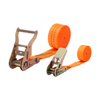 Tali Pengikat Ratchet Heavy Duty 2 Inch X 10m 5T dengan Pengait J untuk Pengamanan Kargo Warna Oranye dan Warna Sesuai Pesanan
