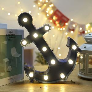 Artículos para Fiestas de Cumpleaños Náuticos, Letreros Decorativos, Luz LED Azul para Pared, Decoración con Ancla de Barco - Product Image 4