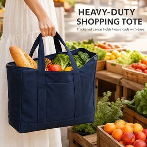 Sac fourre-tout vintage en toile de coton épaisse, couleur unie, ouverture supérieure, 14x15 pouces, personnalisable avec LOGO, vente en gros, toutes saisons - Product Image 3