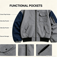 Blouson Bomber Homme OEM à Carreaux Contrastants, Col Montant, Coupe-Vent, Logo Personnalisé, Coupe Ample, Style Streetwear