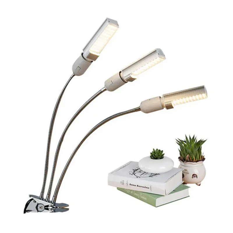 Bombilla LED E27 de 3 cabezales moderna, tira de luz Led de espectro completo para cultivo de plantas, luces Led regulables de alta eficacia para cultivo de plantas con abrazadera