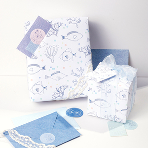 Wholesale 80g Birthday Sea Art Paper Tissue 43*300cm Gift Luxury Custom Packaging Wrapping Paper Roll