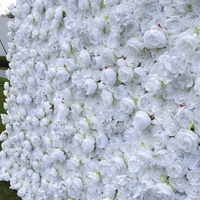 Vente directe usine : Mur de fleurs artificielles en tissu de soie blanc pur avec support en tissu ; Fourniture transfrontalière pour décoration de mariage en extérieur