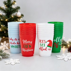 Vaso Reutilizable para Fiestas de 16 oz - Vasos Navideños - Joy Water - Juego de 6 - Product Image 1