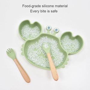 Assiette bébé en silicone de qualité alimentaire, avec ventouse, compartimentée, antidérapante, passe au micro-ondes, incassable, vaisselle pour enfants - Product Image 5