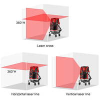 Niveau laser automatique à rayons infrarouges à auto-nivellement 360 degrés horizontal vertical croisé 5 lignes rouge