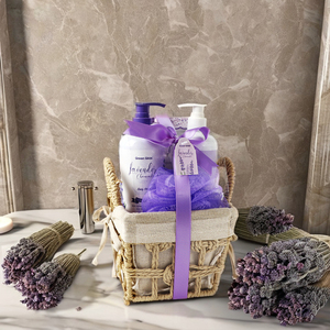 OEM Coffret cadeau pour <span class=keywords><strong>le</strong></span> nettoyage du corps personnalisé Coffret lotion pour <span class=keywords><strong>le</strong></span> corps de luxe hydratante et apaisante Sels de bain Coffret cadeau pour <span class=keywords><strong>le</strong></span> bain à la lavande - Product Image 5