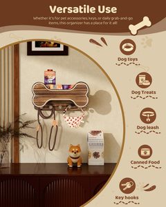 Support <span class=keywords><strong>mural</strong></span> pour laisse de chien style ferme, organisateur d'accessoires pour chien et <span class=keywords><strong>porte</strong></span>-clés en forme d'os pour chien - Product Image 5