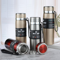Bouteille d'eau portable de 1 l en acier inoxydable 316, thermos isotherme, gourde de sport avec infuseur à thé