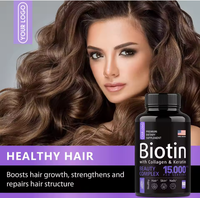 Capsules de biotine 15000 mcg, soutient la santé des cheveux, de la peau et des ongles, complément alimentaire à base de plantes