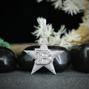 Colgante Personalizado con Forma de Estrella, Completamente Engastado con Moissanita VVS, Joyería Fina, Estilo Hip Hop, para Hombre, Rapero, Plata de Ley 925, Regalo - Product Image 1