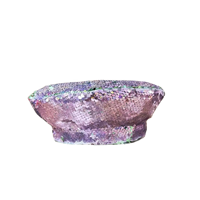 Vente en gros, 3 MOQ, chapeau béret à paillettes irisées réversibles violettes, pour festivals de musique, soirées, plage, extérieur, unisexe