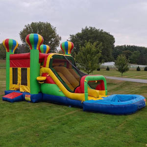 Château gonflable commercial en PVC, personnalisé, avec toboggan aquatique et piscine intégrée - Product Image 1