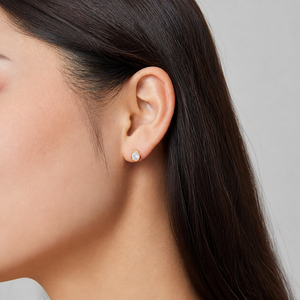 Boucles d'oreilles clous en zircon transparent en forme de goutte d'eau, en acier inoxydable plaqué or 14 carats sous vide, serties clos, bijoux minimalistes - Product Image 5