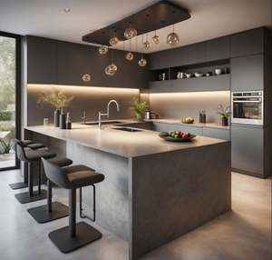 Designs Factory Customized Modern Designs High Gloss Kitchen <b>Cabinet</b> Sets With Led <b>Light</b> Strip - Product Image 1