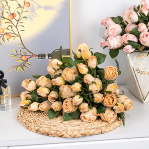 Bouquet de roses artificielles Gardenia, 12 têtes, style vintage, fleurs en soie pour la décoration du salon et de la table à manger - Product Image 2