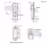 Armoire métallique industrielle en alliage de zinc avec bouton-poussoir, commande d'avion, panneau électrique, poignée pivotante, serrure