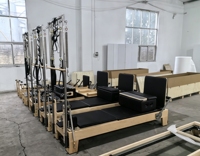 Máquinas Reformer de Estudio para Entrenamiento de Yoga en Casa, Reformer de Pilates de Madera de Roble con Torre y Media Trapecio