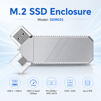 Boîtier SSD M.2 NVMe SATA double interface, 10 Gbps USBC & USBA 3.2 Gen2, boîtier en aluminium prend en charge 8 To et 2242/2230 pour Win/Mac/Linux