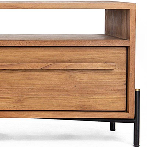 Meuble TV en bois massif avec des sculptures artisanales complexes et une surface spacieuse pour la pièce à vivre - Product Image 5