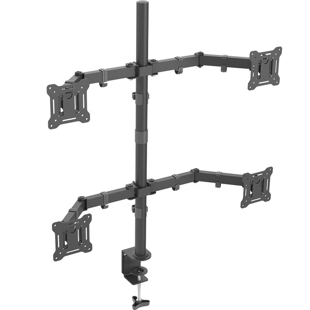 Factory Supply Quad LED LCD Monitor Stand up Desk Mount Fully Adjustable Stand for 4 / Four Screens