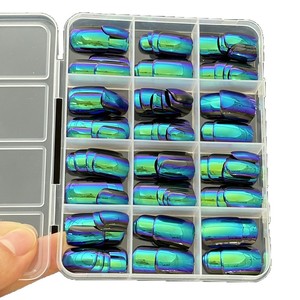 Nuevas 144 Uñas Postizas Electrochapadas en Color Azul Verde Sólido, Estilo Oscuro, Puntas de Uñas Artificiales para Suministros de Arte de Salón de Belleza - Product Image 5